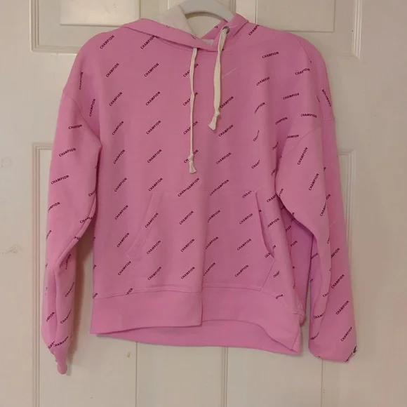 Champion Women's Powerblend Hoodie All Over Print Logo Pull Over - Picture 2 of 7